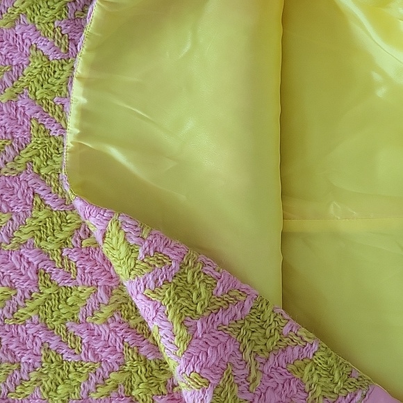 Mi Mi Sol Girls Wool Large Houndstooth Quilted Pink Yellow Size Large - Picture 9 of 14